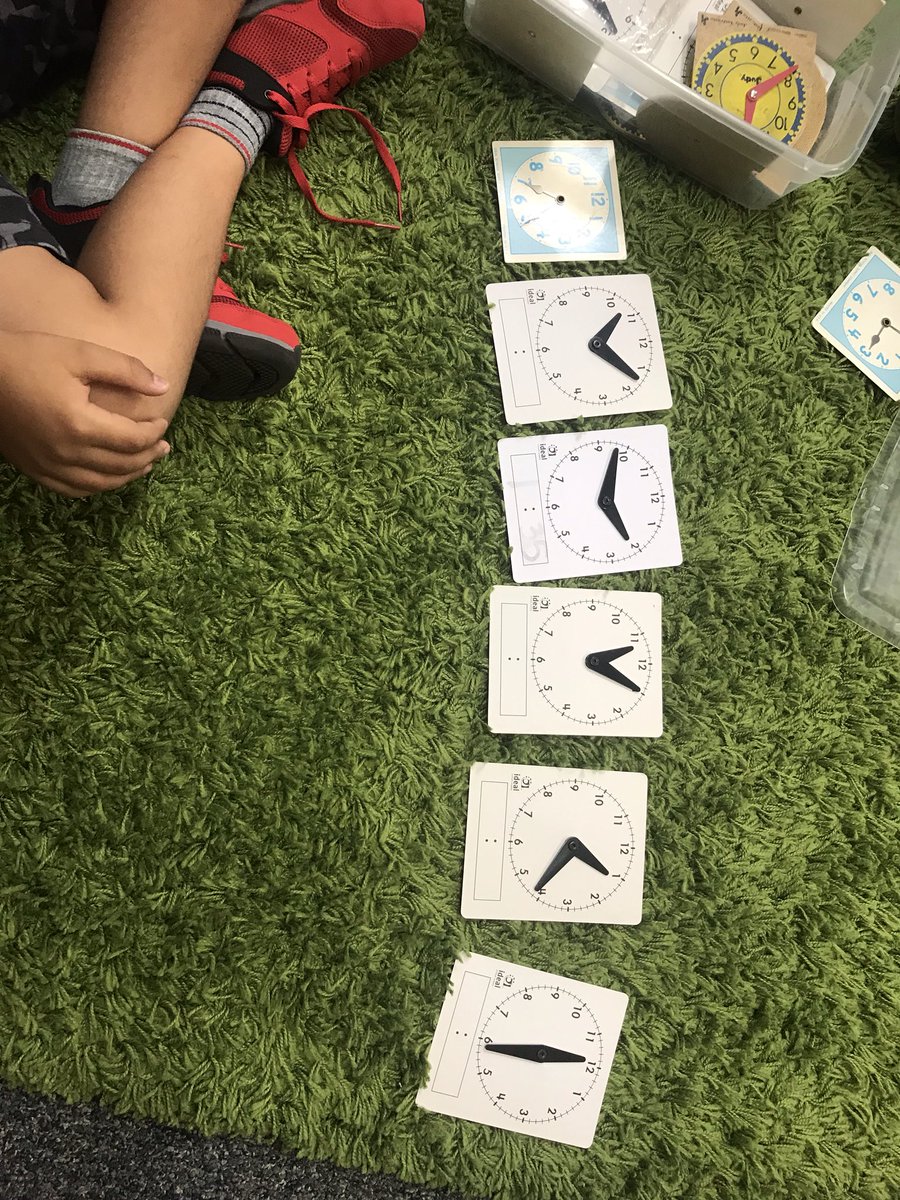 mskiedaisch's tweet photo. Learning how to do math workshop by exploring with manipulative! My friend in the last picture even spelled his name using clocks. #cisd #cisdourstory #vre #vresecond https://t.co/nUESMkAYVO
