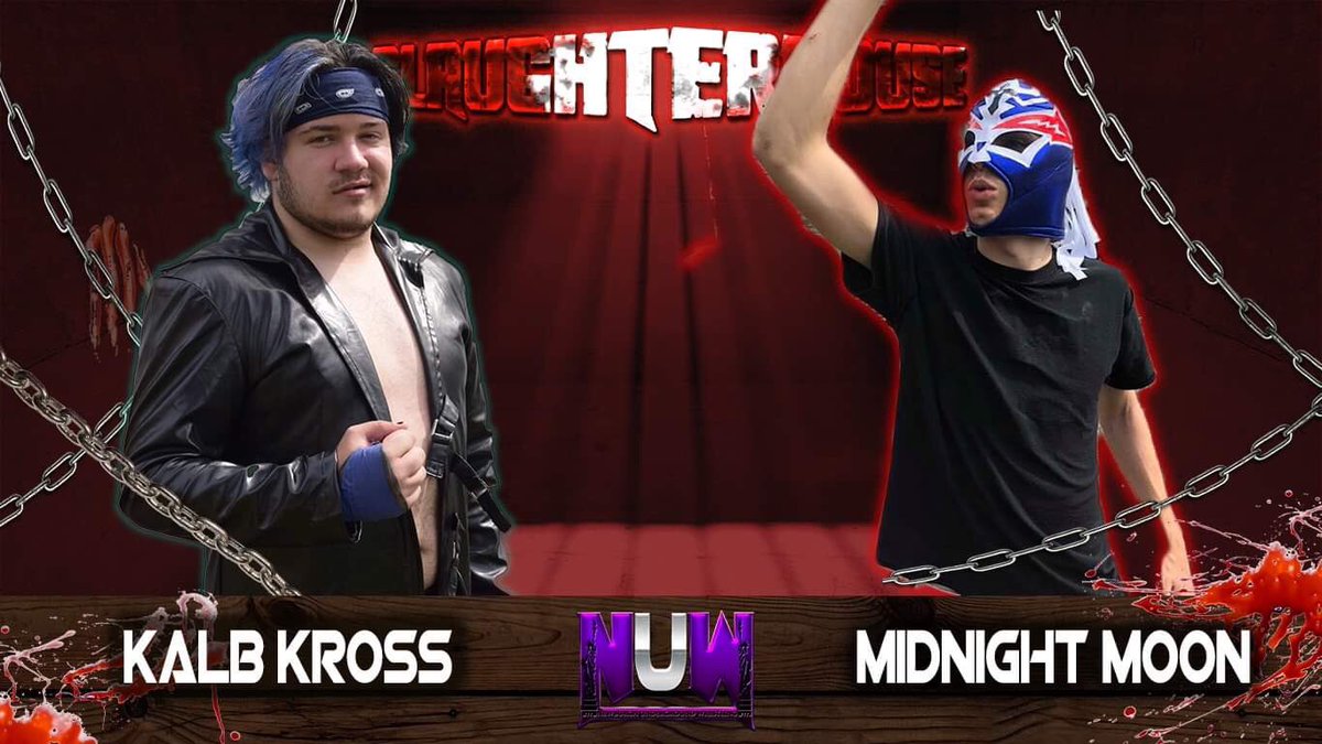 NUW_Wrestling's tweet photo. It’s the aftermath of the #BYR3 w/ the 22nd Edition of #SLAUGHTERHOUSE⛓

#NYChampion Allan Reid takes on the Hellhound. #TheRealist makes his long awaited comeback. Kaleb Kross verses Midnight Moon. And Everett Crede states his purpose in NUW! Watch now: https://t.co/ou6x5ibMRZ https://t.co/5qF9gAYvNS