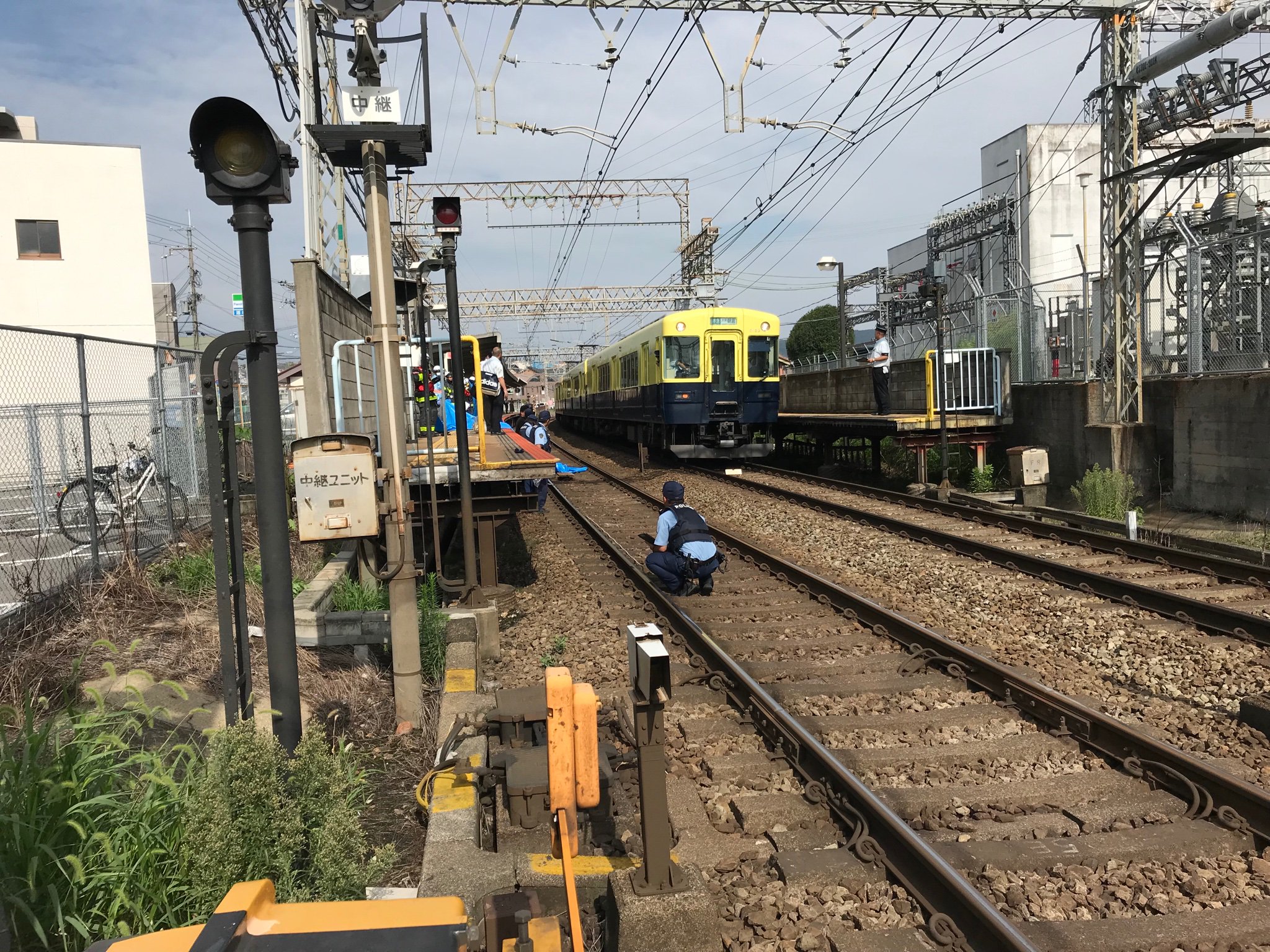 近鉄大阪線の二上駅で人身事故が起きた現場の画像