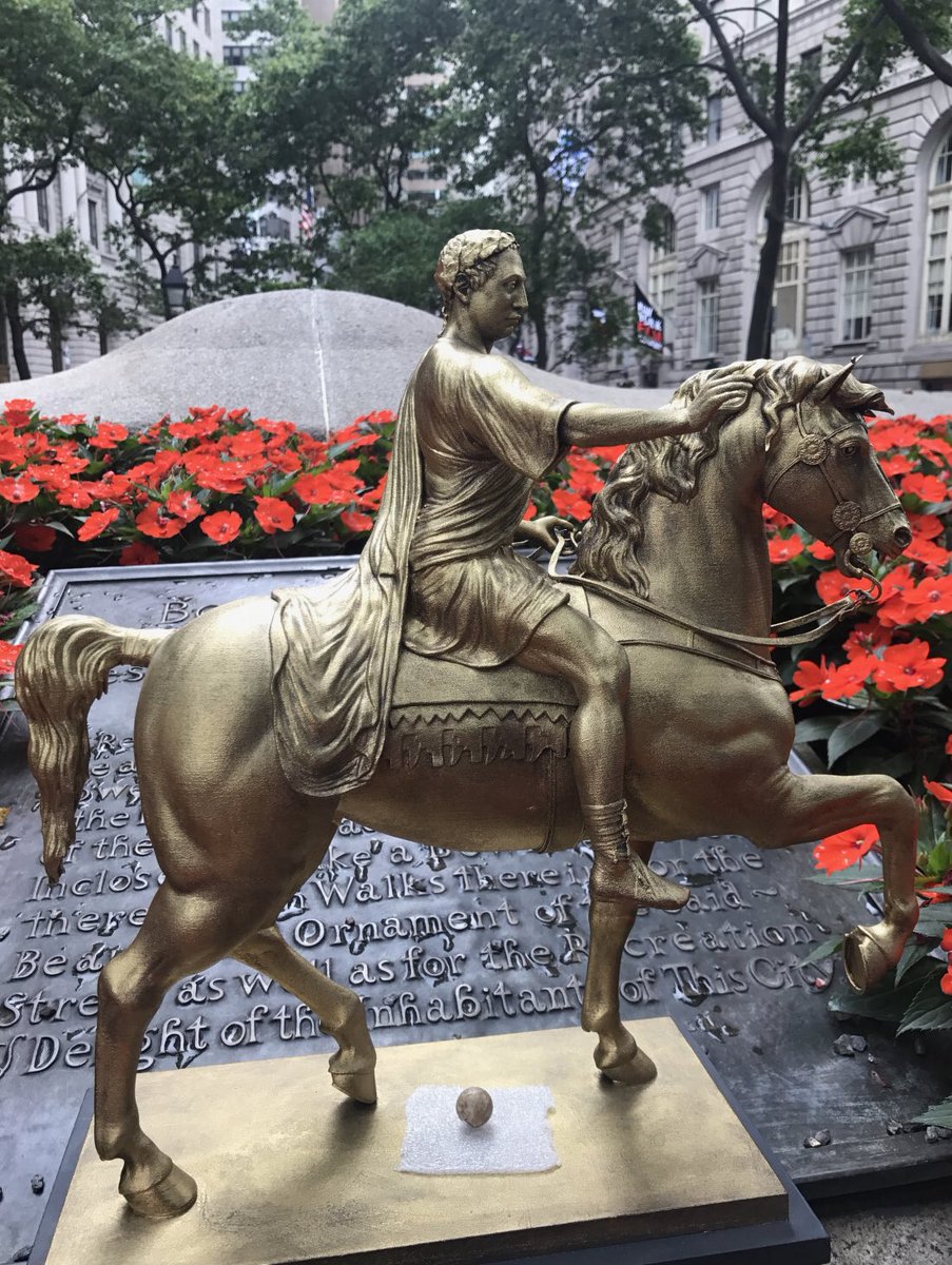 Scott_History's tweet photo. @jrwickersty @jbf1755 A piece of melted majesty returns to the Bowling Green for the first time since 1776. #musketball #meltedmajesty #nyhs @AmRevMuseum https://t.co/5Erwz8oG0a