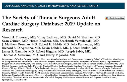 annalsthorsurg's tweet photo. #QualityReport from @VinodThourani et al on The Society of Thoracic Surgeons Adult Cardiac Surgery Database: 2019 Update on Research: https://t.co/4S6tTUTjCJ #TSSMN @BadhwarVinay @Perfect_Care_ @roberthiggins32 @JeffJacobs215 https://t.co/a7SNHyrN6S
