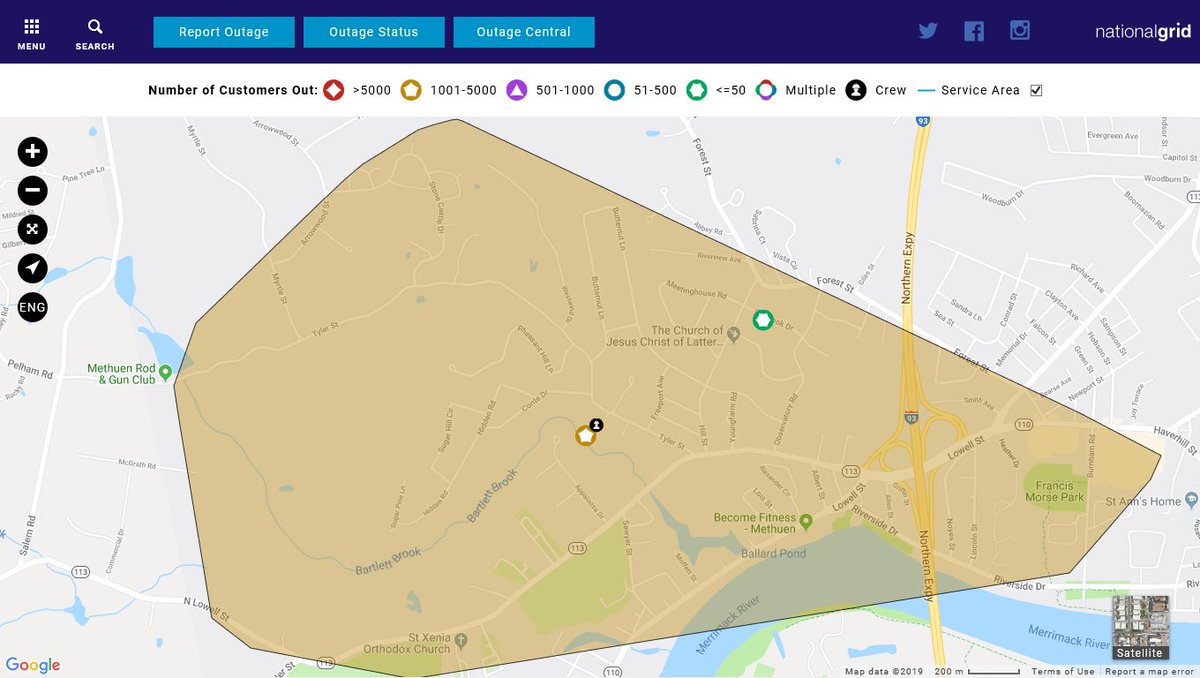 Methuen Police On Twitter Methuen Crash Results In Power Outage To Approximately 1 100 Customers No Eta On Power Restoration At This Time National Grid Crews Are On Scene Please See Below