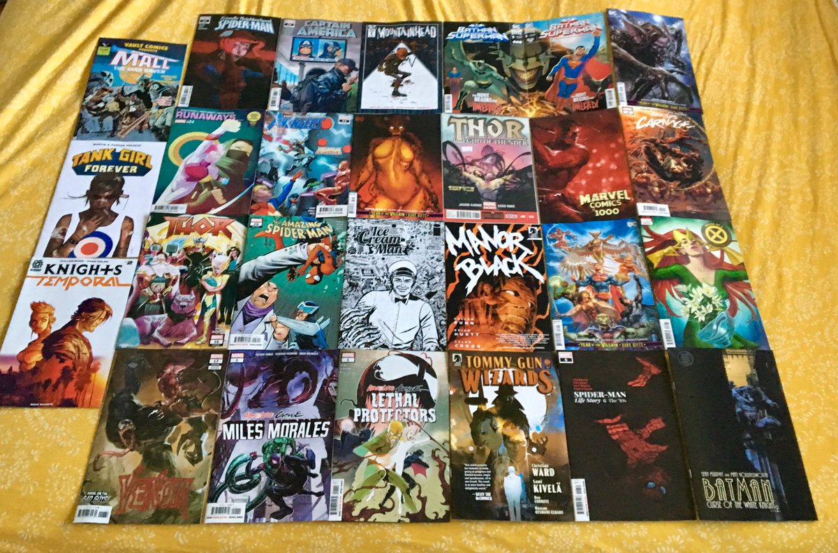 GregLickteig's tweet photo. As much as I bitch, I love Wednesday.
#NCBD #HumpDayHauls #BedSpreadShot #supportLCS #PostYourPulls https://t.co/uwyHVGvOUG