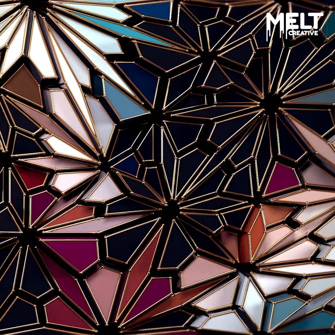 Another <a href="/royalcaribbean/">Royal Caribbean</a> general look for the new Celebrity Edge ship. We made an oceanic stained glass feel using Cinema4D &amp; Octane Render. #graphicdesign #visualdesign #graphics