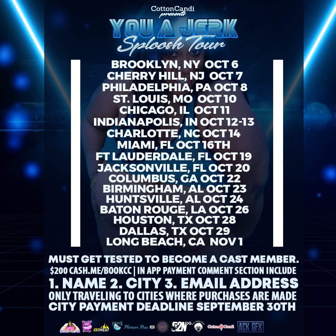 cottoncandi1Luv's tweet photo. @COTTONCANDI1LUV__
PRESENTS #YouAJerk #BOYGOO #SPLOOSHTOUR $200 click here: https://t.co/040SdzzE5L
IN COMMENTS SEND NAME, CITY & EMAIL
#TRAVELING TO #CITIES WHERE #PURCHASES #MADE
#MUSTGetTested #BecomeACastMember #MAKINGYOURGOOFAMOUS #FILMEDWAISTDOWN
PYMT DUE BY #SEP30 https://t.co/98xqUwJWMO
