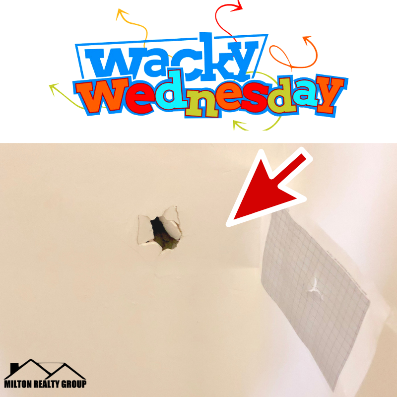 MiltonRealtyLLC's tweet photo. You might be wacky if you use a piece of graph paper to cover a hole you've made in the wall. 🤣 

#WackyWednesday #miltonrealtygroup #harnettcounty #lillington #graphpaperforthewin #rentalproperties #propertymanagement https://t.co/OtbaJmJ2d1