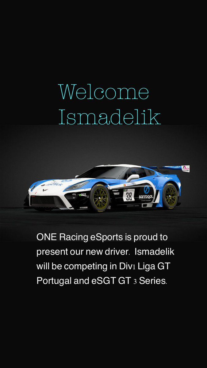OneRacing2's tweet photo. Let the new season begin. Ismadelik is a bright promise in the portuguese Racing scene. Hoping the best from him, he deserves all of our support. We are One @EsgtOfficial and Liga GT Portugal #one #santogal #goclick #smartcartridge #boragui #GTSport https://t.co/kyJLJ6Jf78