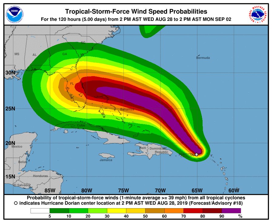 mammatusman's tweet photo. ⁦@VISITFLORIDA⁩ Dorian IS coming!  100% guarantee! Fact! Implement your safety plan ⁦@MelbourneFL⁩ @DaytonaBeachFun⁩ ⁦@DaytonaBeachFD⁩ 
before it’s too late. #DorianIScoming https://t.co/pGFI4VMZHX