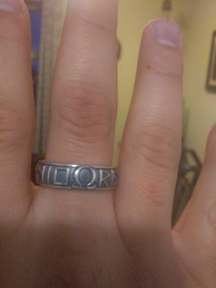 KaptainKuba's tweet photo. @corybarlog My girlfriend got me a promise ring the reads (Ragnarok is Coming)  YES SHE IS AMAZING!!we met on one of my god of war livestreams. In a way you brought us together https://t.co/JGHFYuDPLf