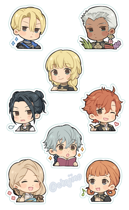 preview for my fe3h sticker sheet set ;u; (they're clear, so good for use in planners/calendars, light surfaces etc!) 