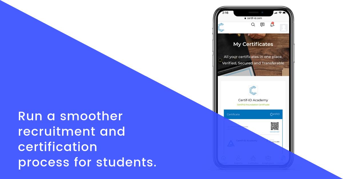 Cred_Sure's tweet image. See how Certif-ID is delivering a comprehensive experience with best-in-class #digitalcertification and collaboration tools, including 360-degree graduate profiles. To schedule a demo, click here: bit.ly/2Wxugrd  #technicalinstitutions #vocationaleducation #getcertifid