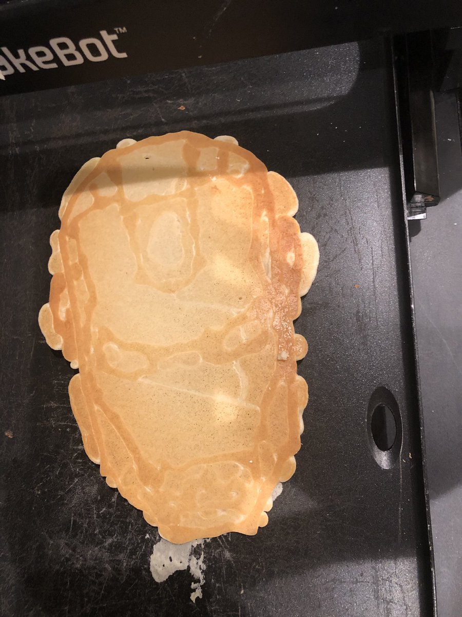 _goupil's tweet photo. First #pancakebot creation of the school year @PerkiomenSchool! Do you know who this yummy, golden treat is? https://t.co/X26xczbLL3