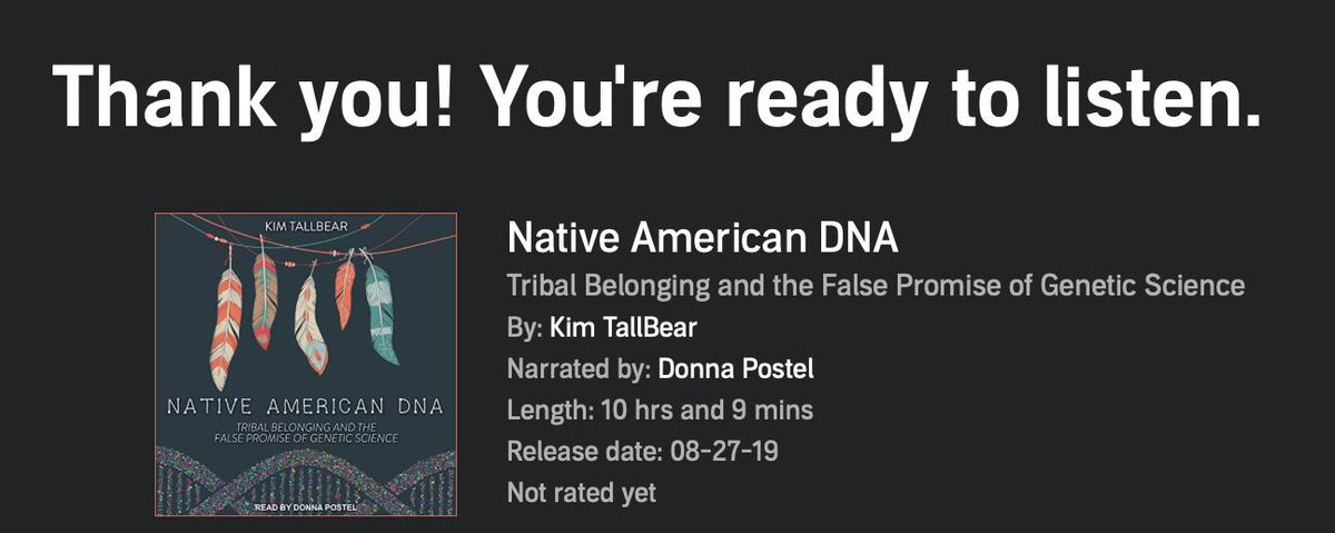 jfkeeler's tweet photo. @KimTallBear @UMinnPress I got it! #NativeAmericanDNA #Audible https://t.co/r38BgLYS3o