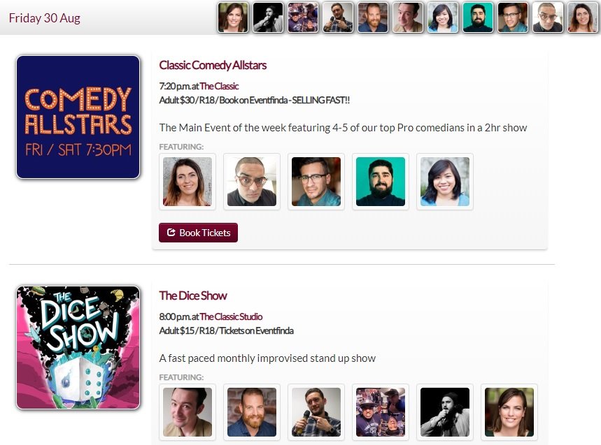 ClassicComedyNZ's tweet photo. Fri 30 Aug at The Classic
Comedy Allstars is selling fast!! Less than 10 tickets left 
Check out 8pm The Dice Show $15 improv comedy show https://t.co/pl4kfHwrM7