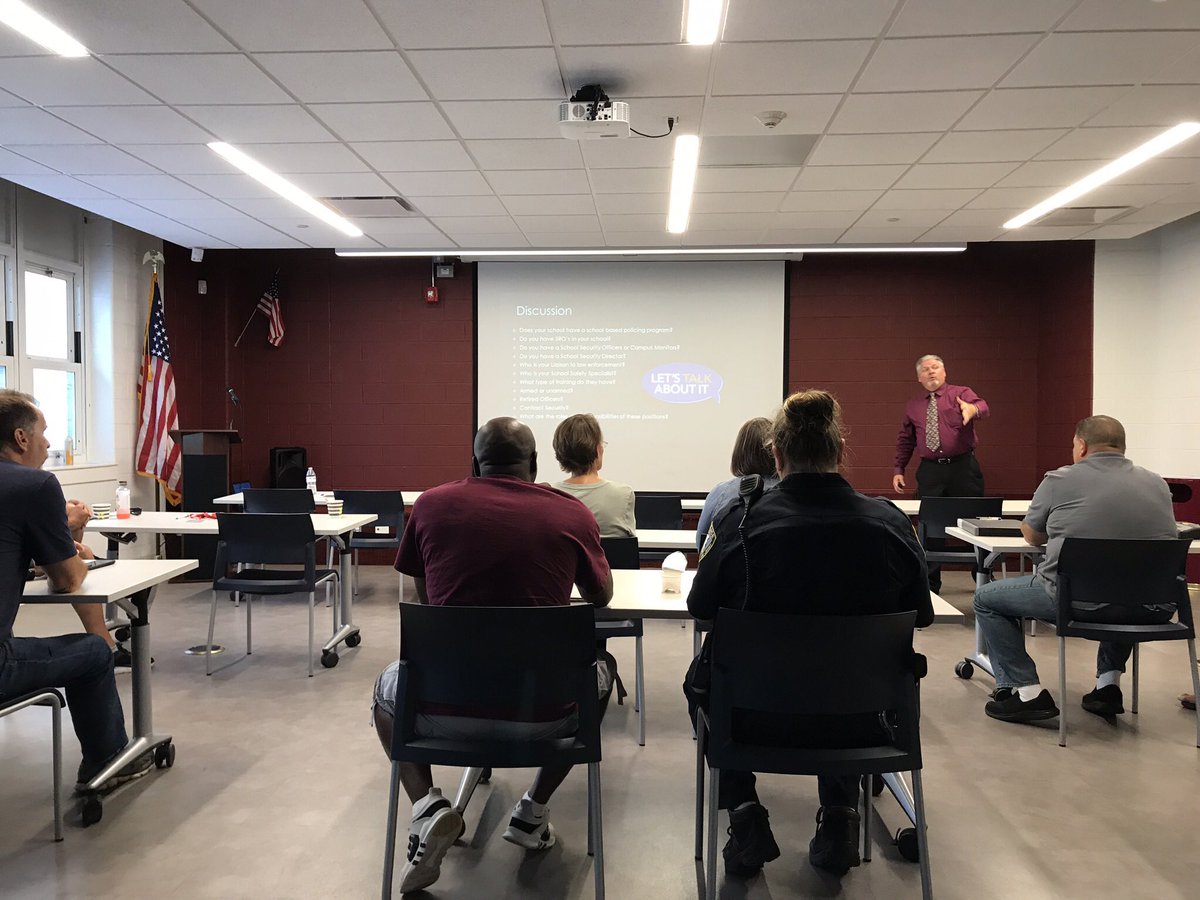 k12_security's tweet photo. Thank you @KevinCraig32 , @shield_32 , and @PorzioCS for a great day of training with the security staff @MSDK12. Our team is better prepared and looking forward to another great school year. https://t.co/cr4cUsA1UL