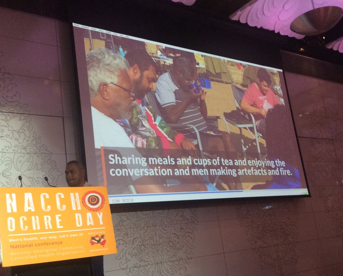Ernie Dingo from <a href="/bushtvmob/">BushTV</a> shows the “Camping on Country Program “ short film at #ochreday of Rhondie , born with disabilities who was welcomed back on country after being taken away. <a href="/FPDNAus/">FPDN Australia</a>