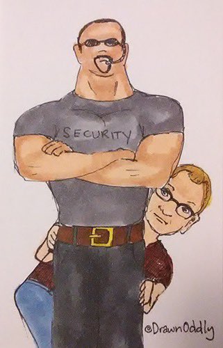 jess_is_anxious's tweet photo. Tonight’s show already has so much drama, @ChrisGethard hired security! Check it out in one hour on https://t.co/X4grLaFg9w (art via @DrawnOddly) #cgpmnn https://t.co/rg8Kel99Fj