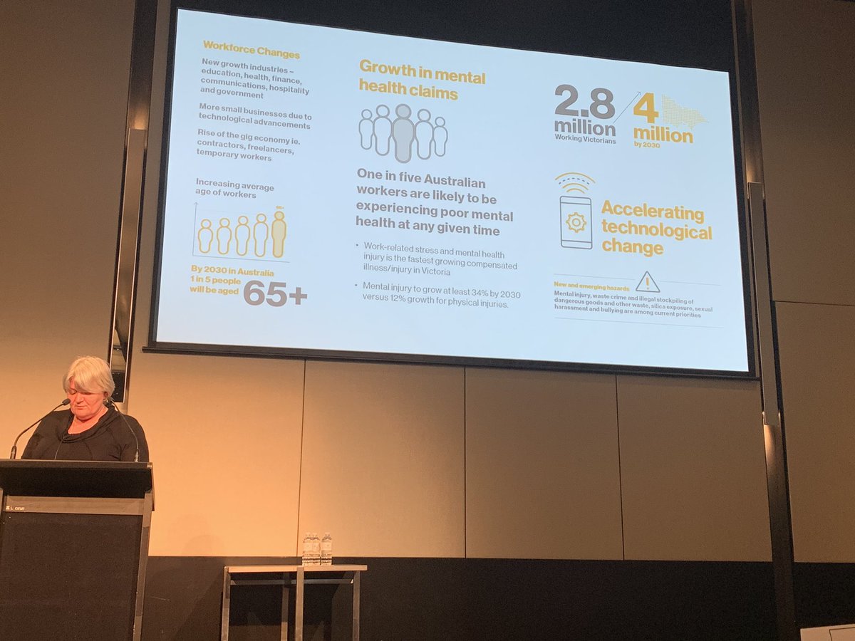 Statistics on expected workforce changes in Victoria presented Julie Neilson from @WorkSafe_Vic #Mentalhealth #contractors #agingworkforce #technology