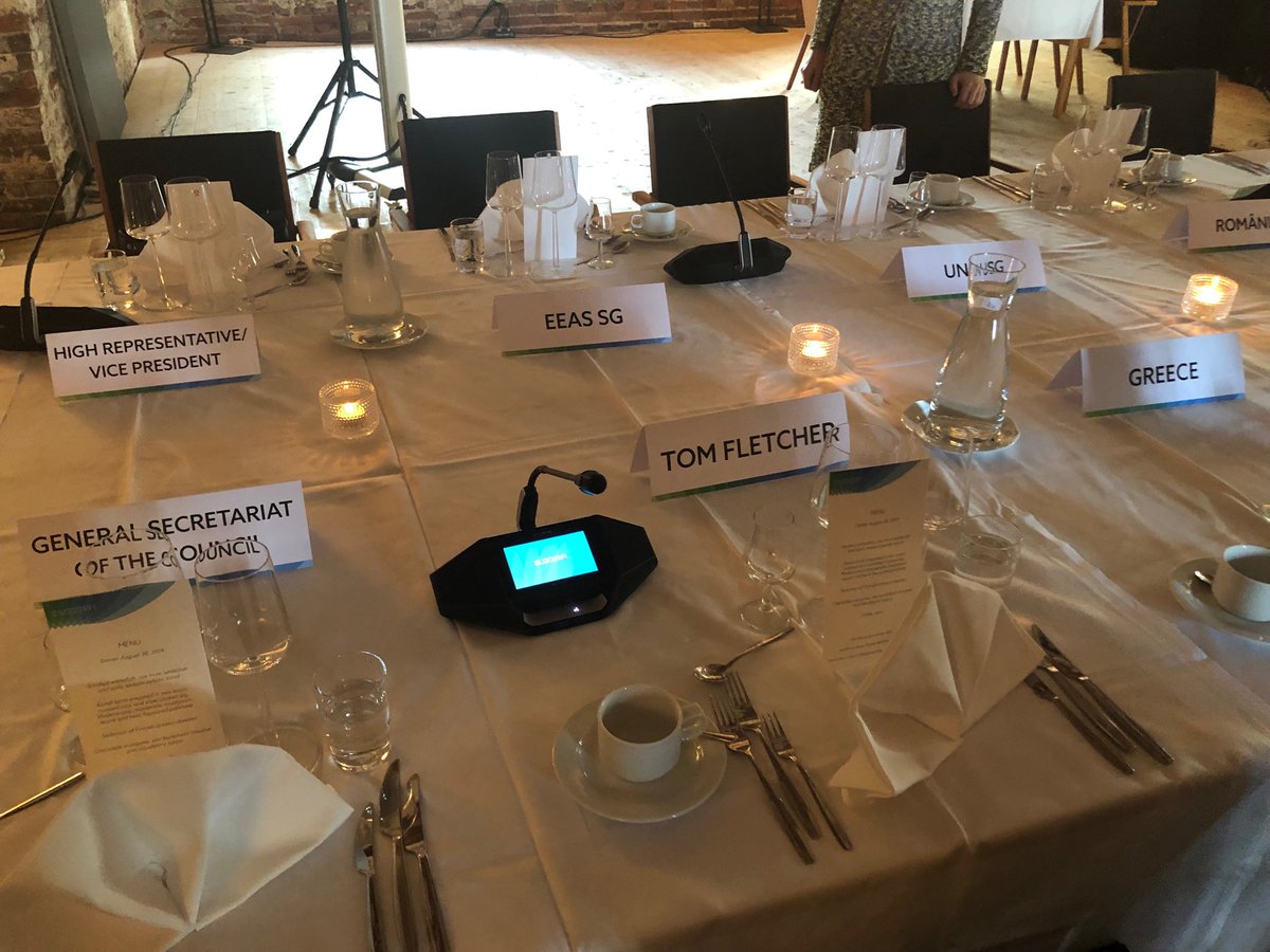 TFletcher's tweet photo. Great initiative of ⁦@finland⁩ and EU VP Federica Mogherini to host debate with Europe’s Defence Ministers and #GlobalTechPanel tonight on how we can manage the weapons of the future. We have even less time to prepare than with weaponisation of previous technology. https://t.co/WIYbOPuNE1