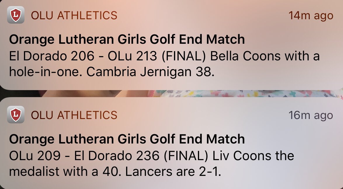 oluggolf's tweet photo. What a day! Varsity with an unbelievable 209 today. A 2-1 start. JV had a hole-in-one by Bella Coons and lost by only 7. https://t.co/KUydPixIuo