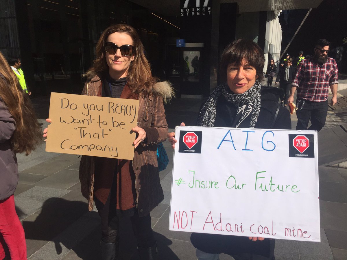 stopadani's tweet photo. “A massive community campaign has delayed Adani’s Carmichael mine for 8 years, 57 companies have said they’ll have nothing to do with, including 14 insurance companies. @AIGinsurance needs to become the 15th” - Pablo Briat @market_forces #StopAdani https://t.co/5r1Mv8Zx3y