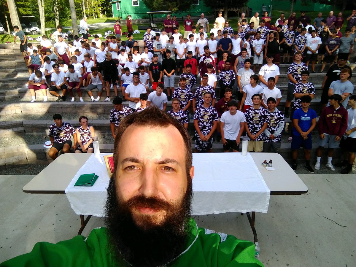 MsgrFarrellFB's tweet photo. Special thanks to Father Pomeisl for his visit to camp this past weekend. You continue to be an inspiration to the Farrell family.
#fatherp
#holyselfie https://t.co/jnG31PuSPf