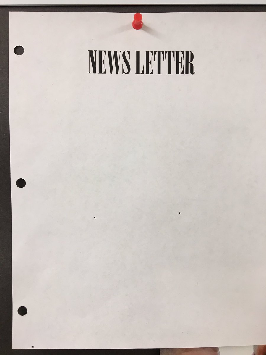 A blank sheet of paper with “News Letter” in type at the top