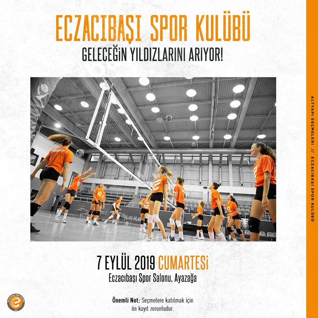 Geleceğin yıldızlarını Eczacıbaşı Altyapı Seçmelerine davet ediyoruz! 🐯

📅 7 Eylül Cumartesi
🕝 2008 doğumlular: 14:30
🕝 2009 ve 2010 doğumlular: 15:30
📍 Eczacıbaşı Spor Salonu, Ayazağa

🔔 Başvurular için 👉 bit.ly/2Zw4Coq

🔗 Detaylar 👉bit.ly/2ZCxPOm