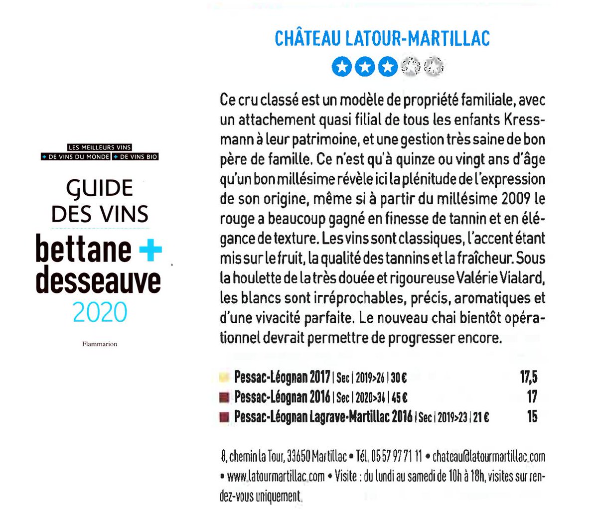 LatourMartillac's tweet photo. 🇫🇷 Retrouvez le Château Latour-Martillac dans le "Guide des Vins Bettane+Desseauve 2020".
🇬🇧 Château Latour-Martillac referenced in the 2020 "Guide des Vins Bettane+Desseauve".
#guidedesvins @MyBettaneD #bordeaux #bordeauxwine #pessacleognan #wine #vin https://t.co/J6IRusz3u4
