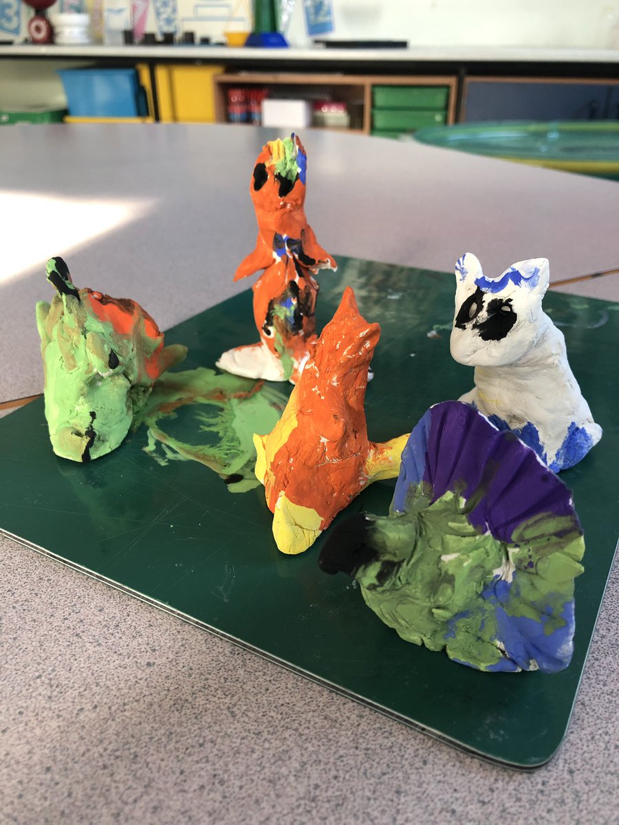 VLWoodside's tweet photo. Our Room 9 pupils have been learning about the Pit Pals and made them out of clay! Fantastic creativity! #learningwithpitpals @woodside_school https://t.co/J061emQsmF