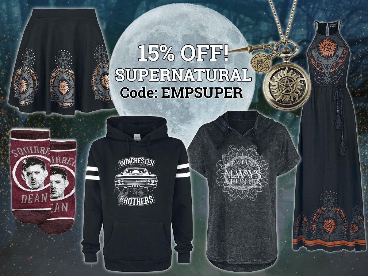 EMP UK on X: Get 15% off Supernatural merch!👉   Spend over £30 on #Supernatural merch and get 15% off with code EMPSUPER 🖤  Tag a fan of the Winchester brothers that