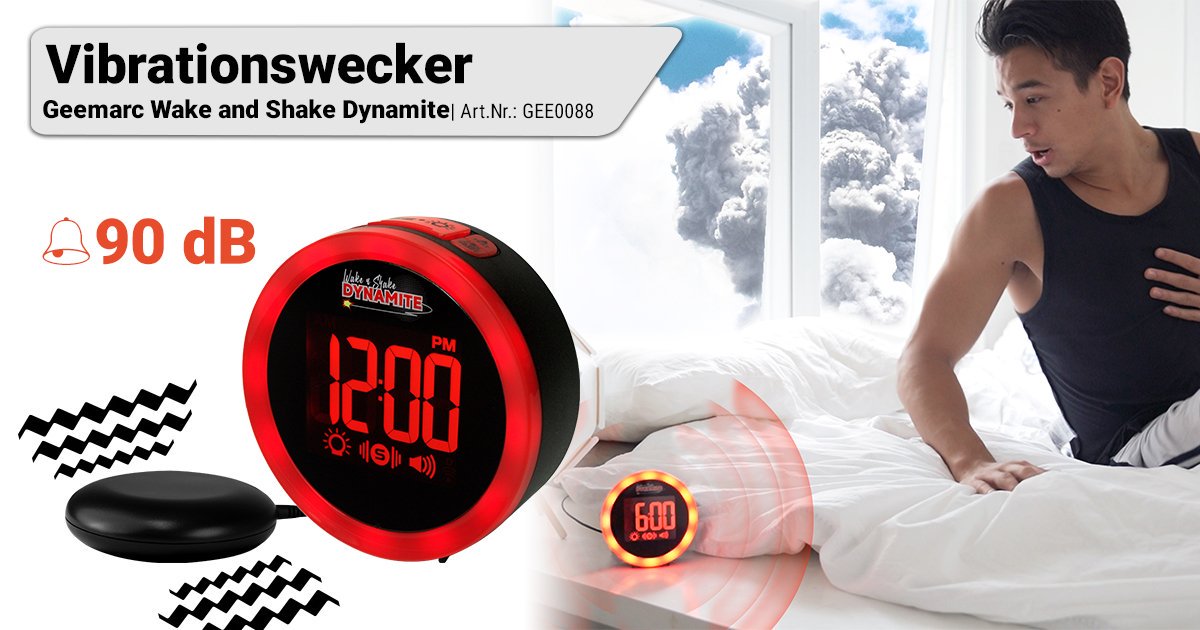 Kennst du schon unseren #Vibrationswecker Wake an Shake Dynamite von Geemarc? Er verfügt über einen extra lauten Klingelton, ein zusätzliches Vibrationskissen und rotes, helles Blitzlicht. Damit ist verschlafen fast unmöglich. h.hoerhelfer.de/geemarc-wake-a…
