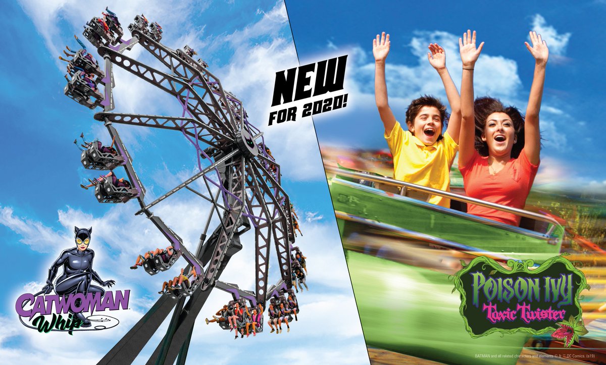 sfovergeorgia's tweet photo. BIG NEWS! Get ready for topsy-turvy thrills on Catwoman Whip and Poison Ivy Toxic Twister as two new devious villains invade @sfovergeorgia in 2020. #SixFlagsOverGeorgia https://t.co/0hpmDzClUN