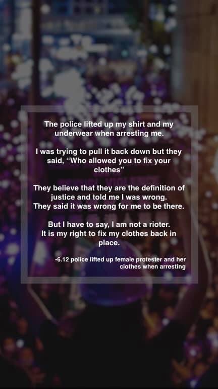 PopUpWok's tweet photo. What Hong Kong police have done to female protesters #ProtestToo #StandWithHongKong #women https://t.co/hwq8k6jc0f