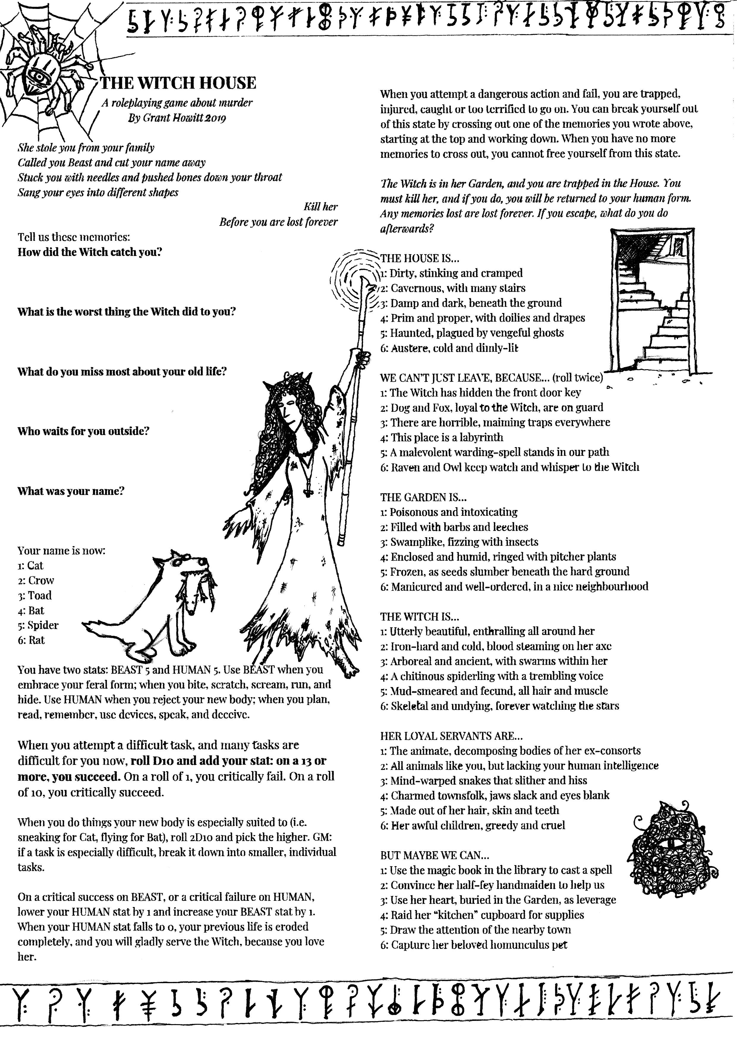 Grant Howitt on X: &ldquo;THE WITCH HOUSE is August&rsquo;s free one-page RPG 