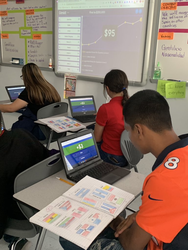 Gimkit in Spanish class! Preparing for testing using technology and our ISN🥰
