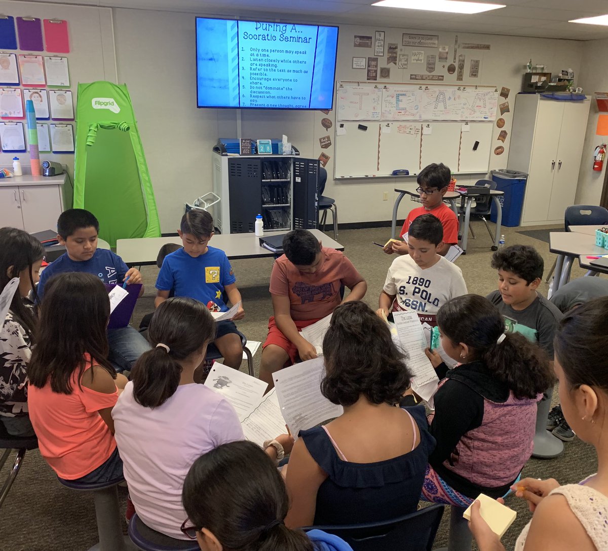 Students engaged in their first Socratic Seminar of the year! We all have something to teach and something to learn! #studentvoice #goshenvision <a href="/GoshenEagle/">goshen elementary</a> #VisaliaUSD