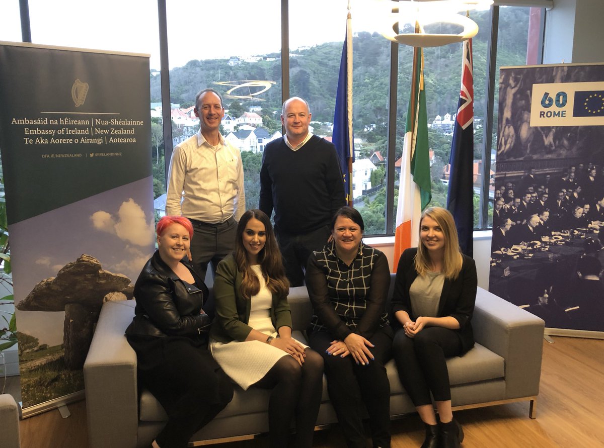 One year ago I presented credentials to Governor General Reddy. Today our team in Wellington marked the occasion with a cáca milis. Forever grateful to our EU, Diplomatic &amp; Team Ireland &amp; HQ colleagues, Honorary Consulate in Auckland &amp;Community. #Working4Irl