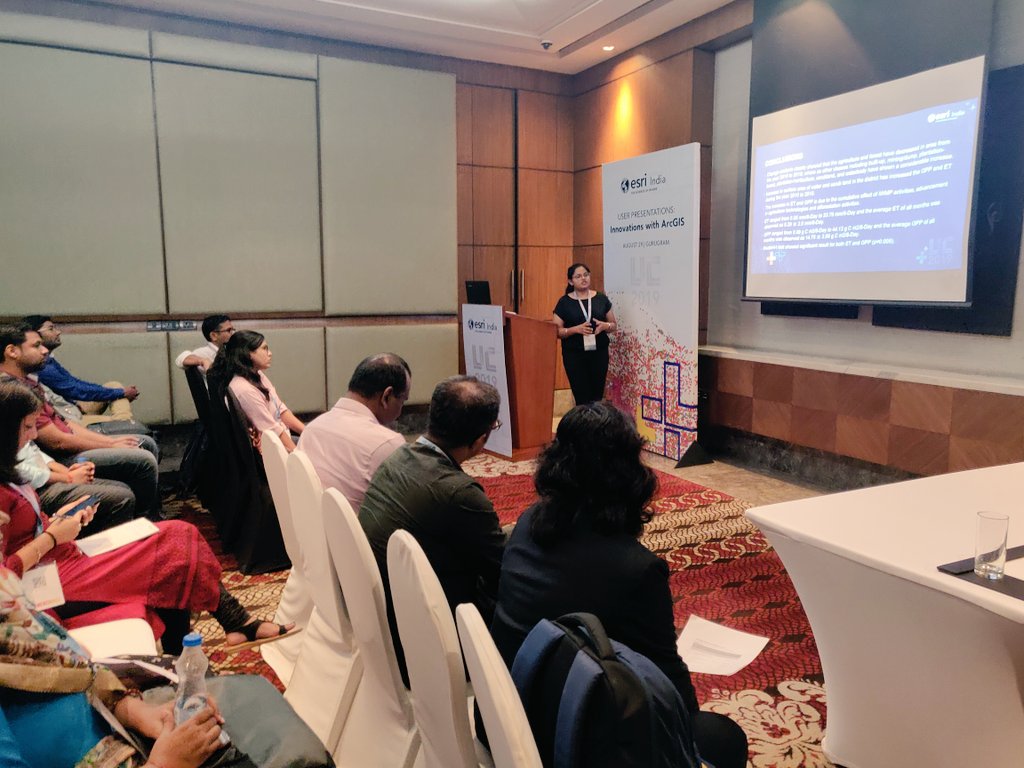 EsriIndia's tweet photo. Barkha Gupta from Haryana Space Applications Centre presented on Inter-Annual Changes in Vegetation Variables over Panchkula District, Haryana at #UserPresentations : Innovations with #ArcGIS
#EsriIndiaUC
#DelhiNCR https://t.co/kYepwpd5ZE