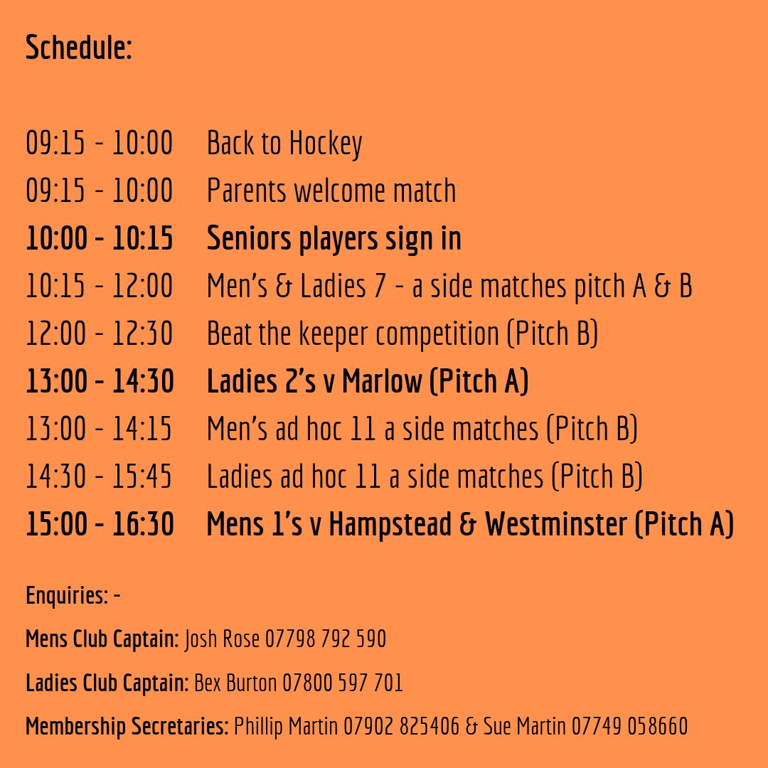 StAlbansHC's tweet photo. Hands up if you are coming to the SAHC open day🙋🏼♀️🙋🏻♂️
Join us for a fun day of hockey as we start to prepare for the season ahead.....EVERYONE IS WELCOME!!🏑
#clubopenday #hockeyfamily #tangerinearmy #hockey #fun #friends https://t.co/EUxLsjel5O
