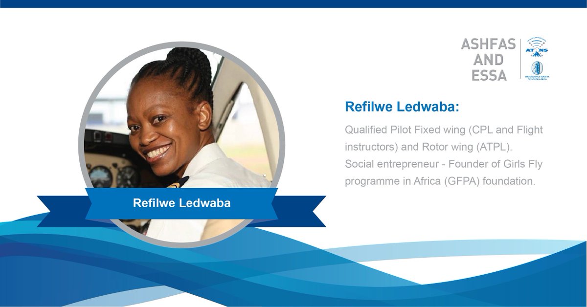 ATNSSA's tweet photo. Phenomenal Refilwe Ledwaba will be giving the delegates the final keynote speech of the joint #ASHFAS2019 #ESSA2019 Symposium @GFPAfoundation @OfficialSACAA https://t.co/8V6YCavVyd