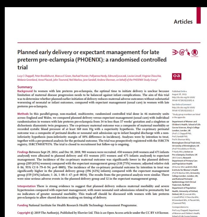 Lucy Chappell (@lucychappell2) on Twitter photo Women with late preterm pre-eclampsia get sick and may need emergency delivery. The PHOENIX trial has shown that planned delivery reduces maternal morbidity with similar outcomes for babies and more vaginal deliveries. <a href="/OBSevidence/">Andrew H Shennan OBE</a> <a href="/NIHRresearch/">National Institute for Health and Care Research</a> <a href="/TheLancet/">The Lancet</a> <a href="/NPEU_CTU/">NPEU</a> <a href="/APEC_UK/">Action on Pre-eclampsia (APEC)</a> Women with late preterm pre-eclampsia get sick and may need emergency delivery. The PHOENIX trial has shown that planned delivery reduces maternal morbidity with similar outcomes for babies and more vaginal deliveries. <a href="/OBSevidence/">Andrew H Shennan OBE</a> <a href="/NIHRresearch/">National Institute for Health and Care Research</a> <a href="/TheLancet/">The Lancet</a> <a href="/NPEU_CTU/">NPEU</a> <a href="/APEC_UK/">Action on Pre-eclampsia (APEC)</a>