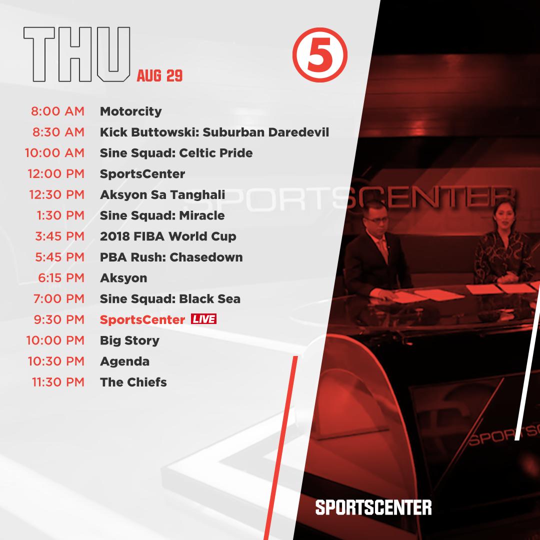 TV5manila's tweet photo. Thursday on 5 | Catch the latest sports update on #SportsCenterPH tonight at 9:30 PM.

📱 https://t.co/wLXCXUyn2E #GetItOn5 https://t.co/oesSxL63PB