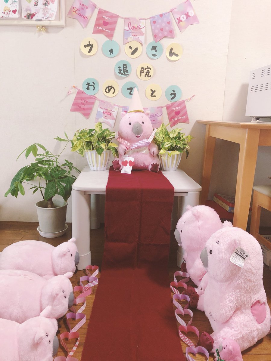 36maimai's tweet photo. ぬいぐるみ病院から帰ってきたウォンさんの退院パーティだよ〜😊🙆‍♀️ https://t.co/Cow94tynSr