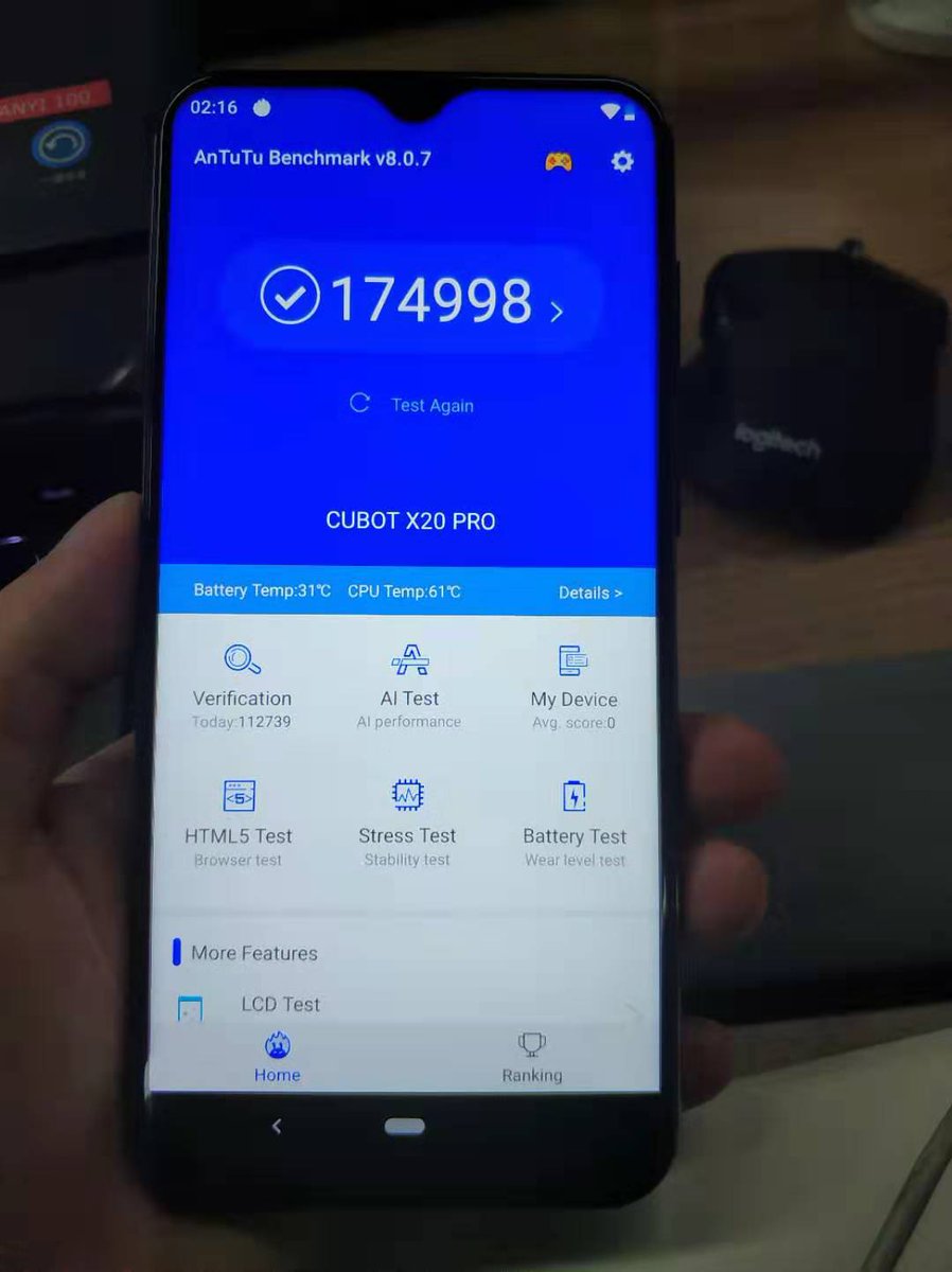 Cubotphone's tweet photo. #CUBOT #X20Pro, Antutu Score: 174,998 😍🔥
CPU: Helio P60, Octa-core
RAM+ROM: 6GB + 128GB
Display: 6.3 inch 2340*1080P
AI Triple Camera
OS: Stock Android 9.0
Battery: 4000mAh
More: https://t.co/Td5Mf8l2Dd https://t.co/ub1XMJIoO8