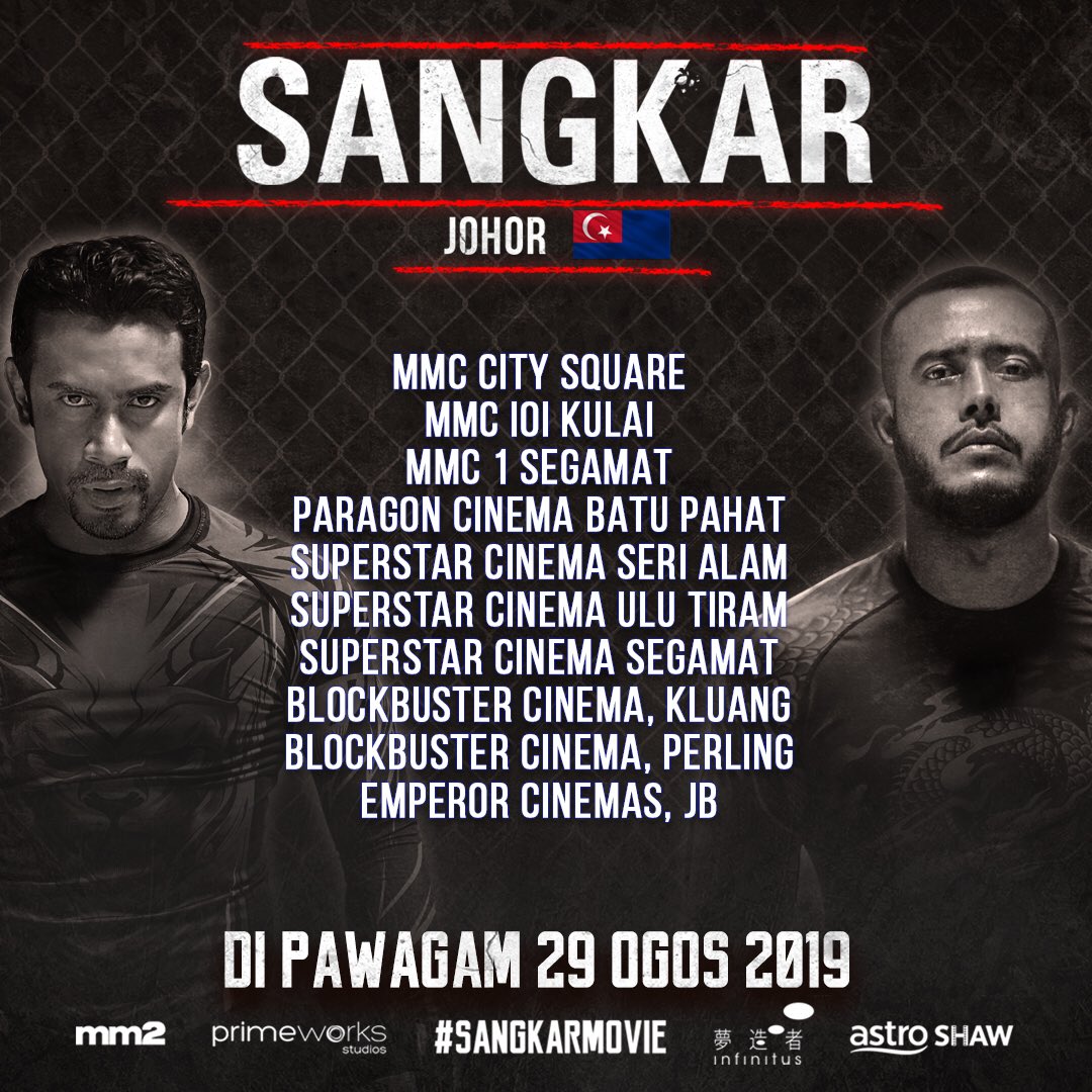 AstroShaw's tweet photo. [LOKASI TAYANGAN] Pertarungan telah bermula! Jom dapatkan tiket-tiket SANGKAR di pawagam yang terdekat sekarang! SANGKAR! Bukan Sekadar Pertarungan..

SANGKAR KINI DIPAWAGAM! 
#SangkarMovie https://t.co/jtVIVHi1Yu