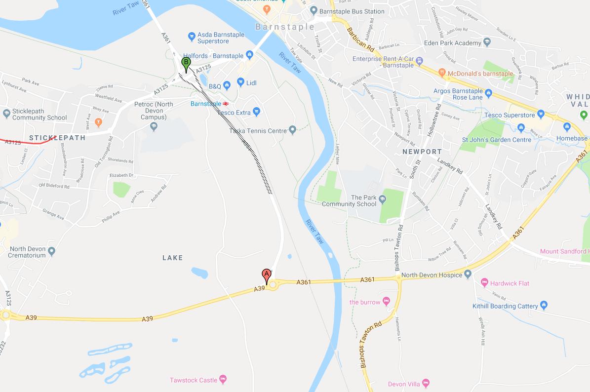 #TRAVEL: The A361 in Barnstaple is closed in both directions because of a lorry fire. It's shut from the A39 (Lake Roundabout) to A3125 (Sticklepath Junction).  #HeartNews