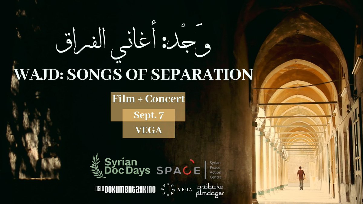 Vi har gleder av å invitere til en mystisk, Sufi-inspirert kveld hos <a href="/VegaSceneOslo/">Vega Scene Oslo</a> lørdag 7. sept med visning av <a href="/wajdfilm/">Wajd - Songs of Separation</a> etterfulgt av konsert med svært dyktige syriske musikere!✨Billetter kun 100 NOK. Løp og kjøp: bit.ly/2ZA44d0! 💃