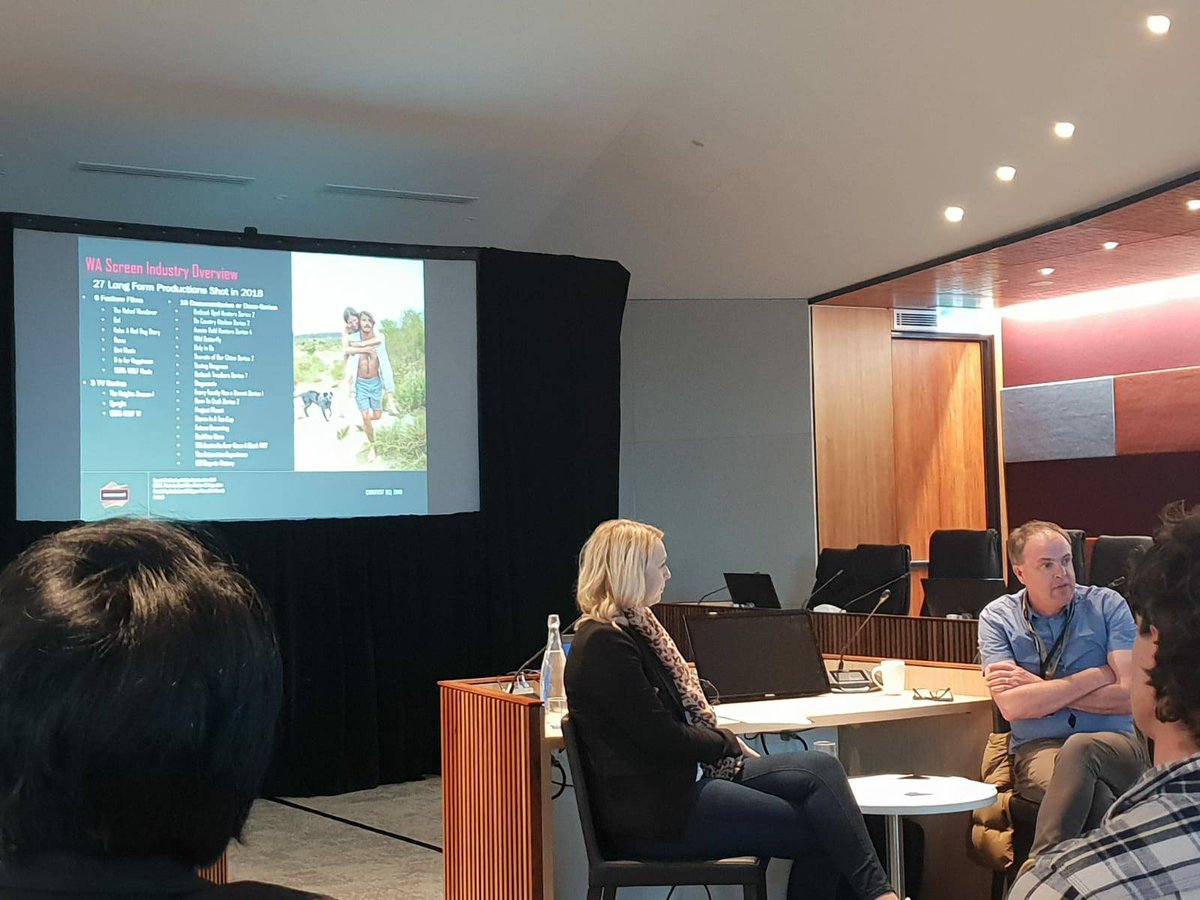 Screenwest's tweet photo. 🎭 Our Production Attraction and Services Co-ordinator Gabrielle Cole and Head of Strategic Projects and Screen Investment Matthew Horrocks are down at @cinefestoz talking all about filming in Western Australia! 🎥

#FilmInWesternAustralia #FilmFriendlyWA #WARFF #CinefestIndustry https://t.co/s5CI643VCL