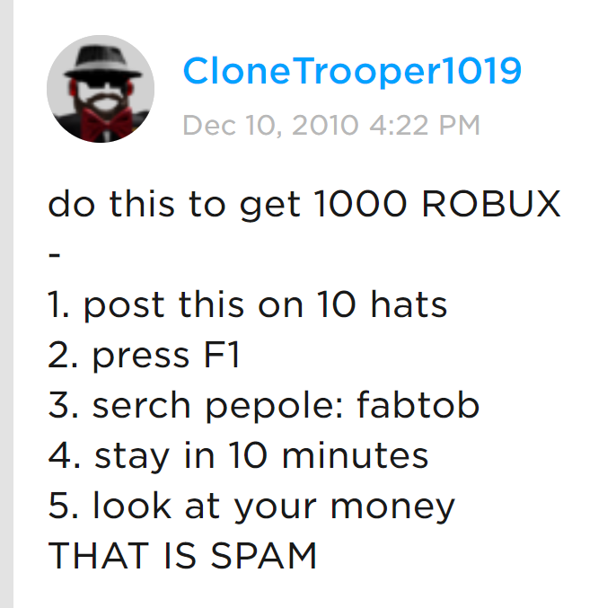 Znac On Twitter About Those 1000 Robux At Cloneteee1019 - robux code spammer